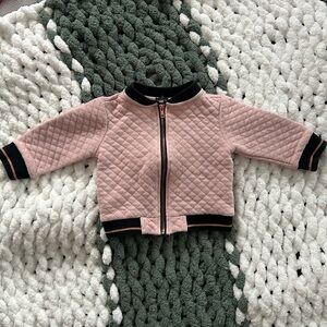 5 for 10$❤️Pink Quilted Baby Jacket with Black Trim